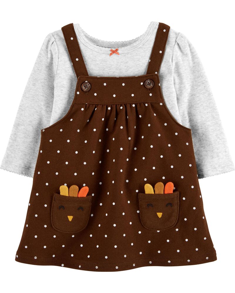 1st Thanksgiving Carter/'s Jumper Dress Outfit /& Bib NEW LOT